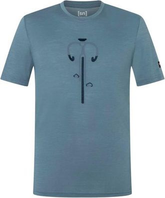 super.natural Vintage Bike Tee Merinoshirt f&uuml;r Herren | grau/t&uuml;rkis