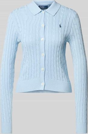 Polo Ralph Lauren Cardigan mit Zopfmuster in Hellblau, Gr&ouml;&szlig;e XL
