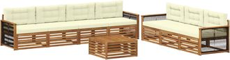 vidaXL Conjunto De Sof&aacute;s De Exterior 8 Uds. Natural Y Crema Vidaxl