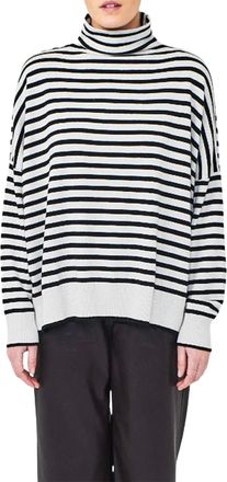 Brodie Sage Funnel Neck Sweater In Silver Haze/coal