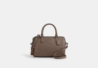 Coach Womens Rowan Satchel Bag in Grey/Brown | Leather