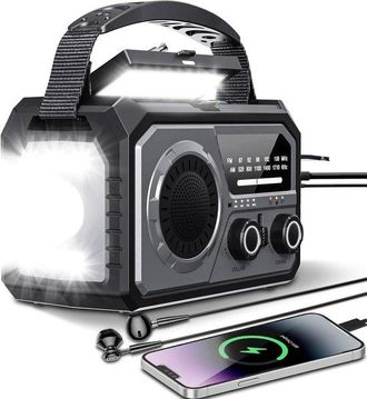 No Brand Adecuado Para Radio De Emergencia 16000mah Solar/manual Pulsador Am/fm Br&uacute;jula Cargador Usb Para Tel&eacute;fono Linterna Led Sos Para Camping Y Senderismo G