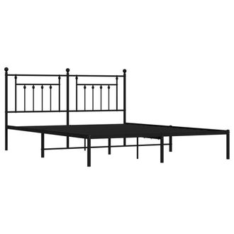 Berkfield Home Metal Bed Frame with Headboard Black 160x200 cm