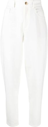 Brunello Cucinelli tapered-leg trousers - women - Cotton/Elastane/Polyamide - 42 - White
