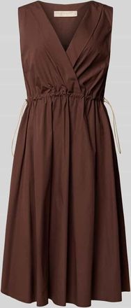 Rinascimento Rinascimento Knielanges Cocktailkleid mit Kordelzug und Kordelstoppern in Schoko, Gr&ouml;&szlig;e XL