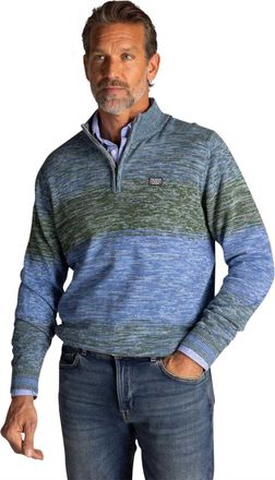 N-Z-A- NEW ZEALAND AUCKLAND Half zip New Zealand trui gebreid blauw en groen gemeleerd