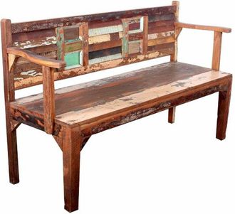 Massivmoebel24 NATURE OF SPIRIT 75 Panca in legno riciclato - laccato / multicolore 160x55x90