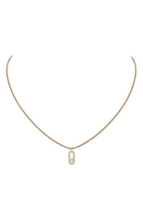 Messika Care Diamond Pav&eacute; Pendant Cord Necklace in Yellow Gold at Nordstrom