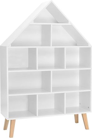 Woltu Woltu - Librer&iacute;a Infantil De 5 Estantes Estanteria Infantil Para Ni&ntilde;os De Forma Casita Organizador Juguetes De Madera Para Libros Mu&ntilde;ecas Blanco 80x24