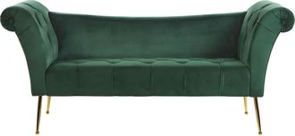 Beliani Beliani - Chaise Longue De Terciopelo Verde Oscuro Dorado Acolchado Patas De Metal Nantilly