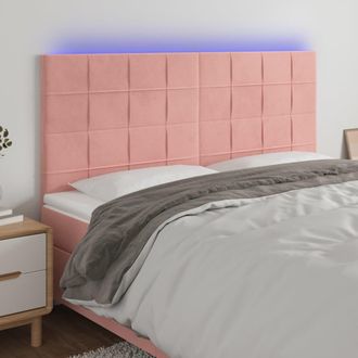 vidaXL Cabecero Con Luces Led Terciopelo Rosa 180x5x118/128 Cm Vidaxl