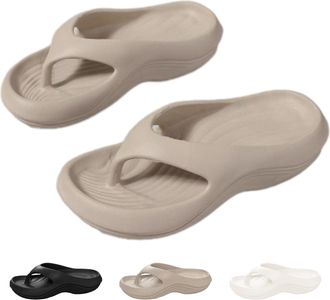 Generic Pillow Arch Support Flip Flops, Summer Arch Support Slippers, Thick-Soled Non-Slip Flip-Flops for Women (Khaki, Adult, Women, 5, Numeric Range, UK Foo