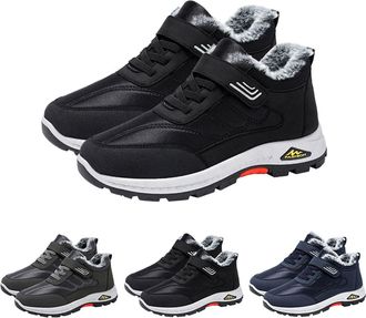 Generic Mens Winter Snow Boots with Adjustable Straps Extra Wide Fur Lined Warm Ankle Boots Non-Slip Slip On Shoes for Outdoor Comfortable Lightweight Walking