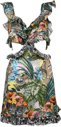 Anjuna Ruffled Mini Dress with Botanical Print