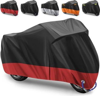 OEM Housse Moto - Oxford 190t Impermeable Antiuv - Exterior - 245 X 105 X 125 Cm - Rojo Negro - 1 Unidad