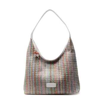 Generic Oversized 34cm Straw Tote Bag - Rainbow Woven Crossbody, Fits Beach Essentials & Daily Needs for Women