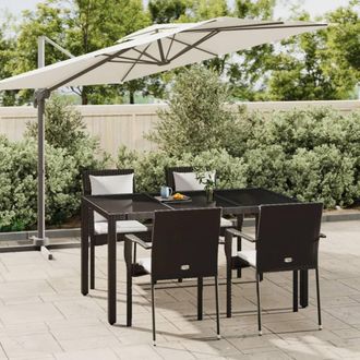 vidaXL Vidaxl - Set De Muebles Jard&iacute;n 5 Pzas Con Cojines Rat&aacute;n Sint&eacute;tico Negro