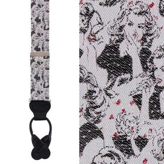 Trafalgar Store Vintage Vixen Novelty Silk Button End Suspenders in Silver And Black at Nordstrom