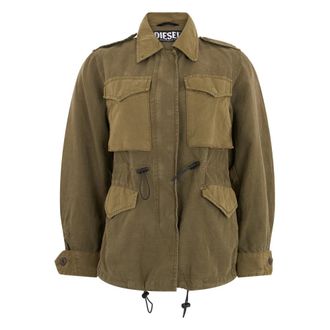 Diesel Overshirt jack met opgestikte zakken - Dames - Jassen - Groen - Maat: XS Katoen