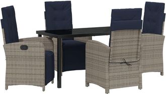 vidaXL Garden Dining Set 5 pcs Grey Poly Rattan vidaXL