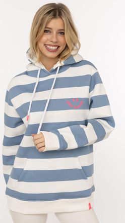 Zwillingsherz Hoodie ZWILLINGSHERZ Streifen Smile Everyday, Damen, Gr. L/XL, jeans, Sweatware, Obermaterial: 50% Baumwolle, 50% Polyester, Sweatshirts Hoodie, Block