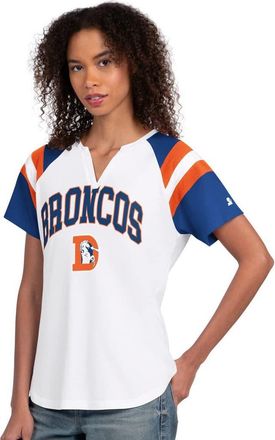 Starter Womens Starter White Denver Broncos Game On Notch Neck T-Shirt at Nordstrom, Size X-Large