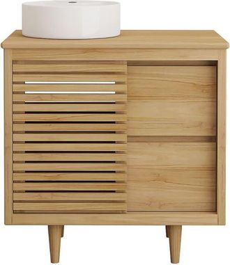 VENTE-UNIQUE.COM Mueble de ba&ntilde;o simple madera color natural claro