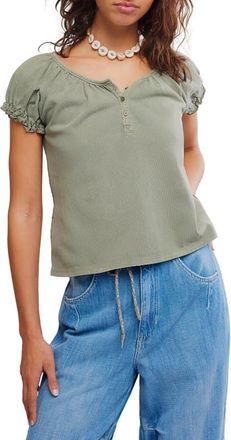 Free People Issa Puff Sleeve Top in Laurel Oak at Nordstrom, Size X-Large