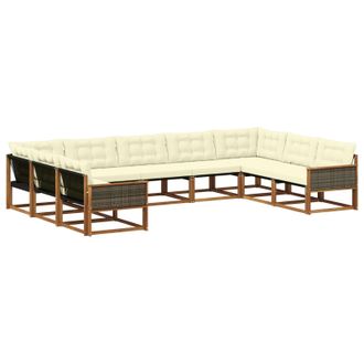 vidaXL Conjunto De Sof&aacute;s De Exterior 9 Uds. Natural Y Crema Vidaxl