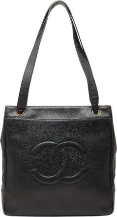 Chanel Black Grained Calfskin Shoulder Bag Tote Bag (Pre-Owned)