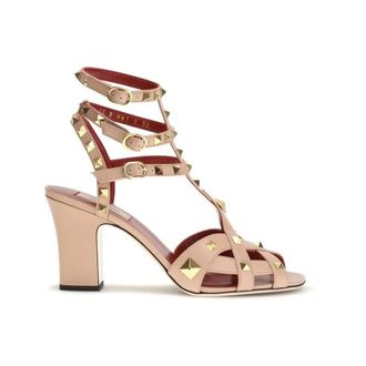 Valentino Garavani High Heel Sandals, female, White, Size: 6 1/2 US Goatskin Platform Sandals with Ankle Strap