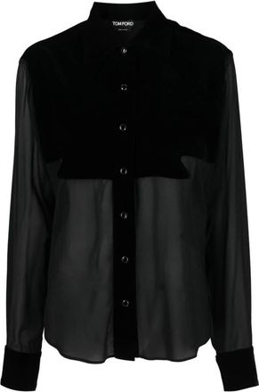 Tom Ford Georgette Shirt - Dames - Overhemden - Zwart - S - Leer - Overhemden