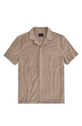 Mack Weldon Terry Cloth Camp Shirt in Desert Taupe at Nordstrom, Size Xx-Large