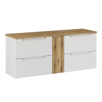 Petits Meubles Mueble bajo lavabo 4 cajones encimera estratificado Blanco marr&oacute;n