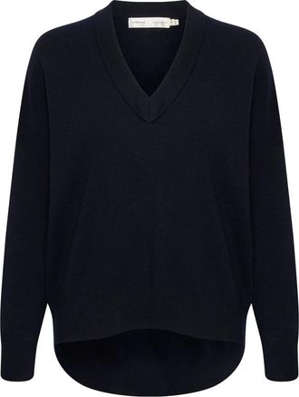 Inwear Marineblauwe V-hals Trui - Dames - V-hals truien - Blauw - XS - Katoen - Truien & Vesten