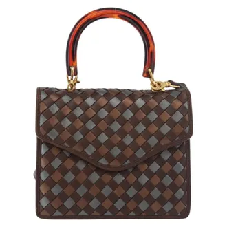 Bottega Veneta Intrecciato Leather Brown Leather Handbag (Pre-Owned)