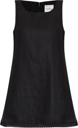 Poss&eacute; Alfie Linnen Jurk - Dames - Korte kleedjes - Zwart - S - Linnen - Kleedjes