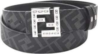 Fendi Pre-owned Belts, male, Black, Size: ONE SIZE Pre-owned FF Square Leather Belt