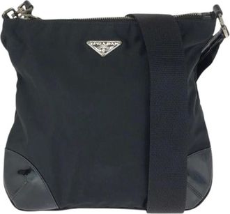Prada Pre-owned Cross Body Bags, female, Black, Size: ONE SIZE Pre-owned Tessuto Nylon Shoulder Bag