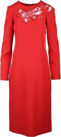 Ermanno Scervino Midi Dress Lace Polyester Stretch - Red