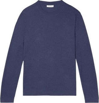 Orlebar Brown Mens Decken Waffle Long Sleeve Top In Dusk