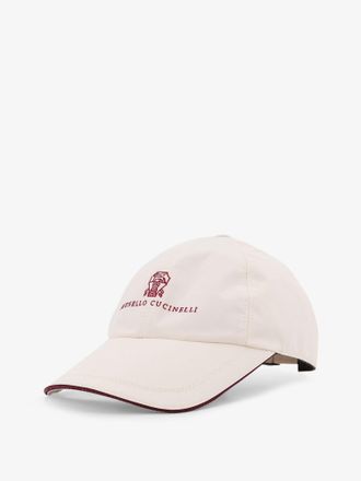 Brunello Cucinelli Mens Nylon Hat With Embroidered Logo White Polyester