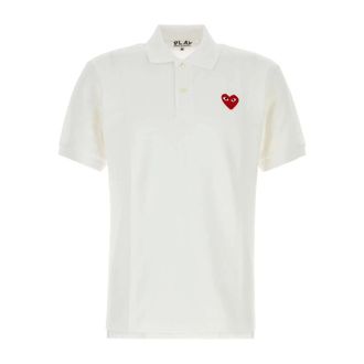 Comme Des Gar&ccedil;ons Polo Shirts, male, White, Size: XL Heart Piqu&eacute; Polo Shirt
