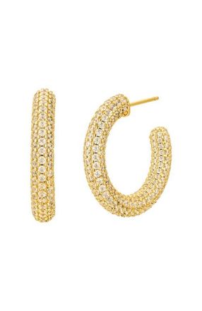 Untamed Petals Alex Crystal Hoops in Gold at Nordstrom