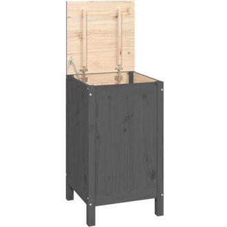 vidaXL Ba&uacute;l Para La Colada Madera Maciza De Pino Gris 44x44x76 Cm Vidaxl