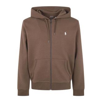 Polo Ralph Lauren Dubbelgebreide Hoodie met Volledige Rits - Heren - Sweatshirts & Hoodies - Bruin - Maat: XL Katoen