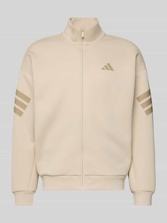 adidas Regular Fit Sweatjacke mit Stehkragen in Beige, Gr&ouml;&szlig;e XXL