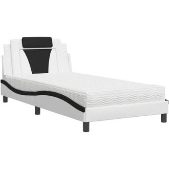 vidaXL Cama Con Colch&oacute;n Cuero Sint&eacute;tico Blanco Y Negro 100x200 Cm Vidaxl