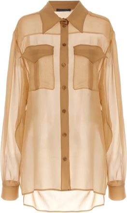 Alberta Ferretti Shirts - Dames - Overhemden - Beige - L - Chiffon - Overhemden