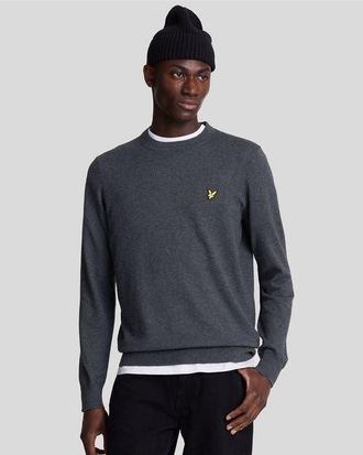 Lyle & Scott Cotton Merino Crew Neck Sweater in Charcoal Marl at Nordstrom, Size X-Large